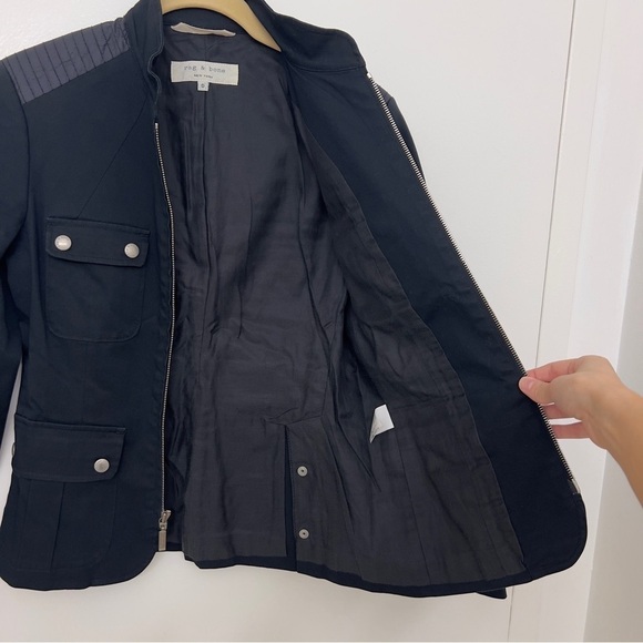 Rag & Bone Full Zip Mock Neck Utility Jacket Black Size 0​​ - Picture 9 of 16